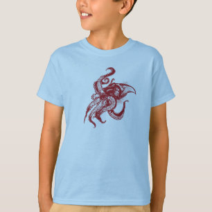 Angry Giant Squid in Red T-Shirt