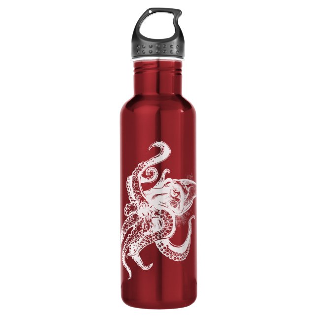 Angry Giant Squid in White Pick Your Background 710 Ml Water Bottle (Front)