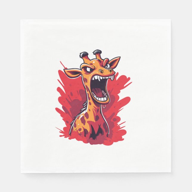 Angry Giraffe Graphic Funny Giraffe Kawaii   Napkin (Front)