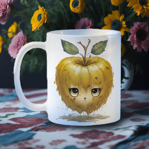 Angry golden apple in the honey coffee mug