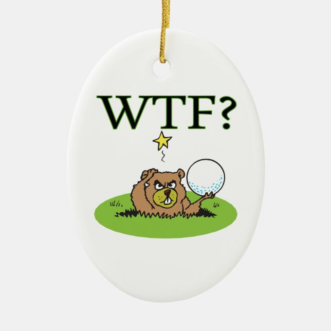 Angry Gopher Ceramic Tree Decoration (Front)