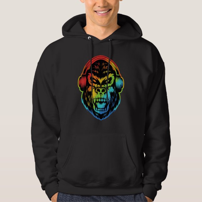 Angry Gorilla Headphone Colourful Hoodie (Front)