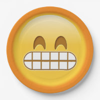 angry, grumpy emoji paper plate