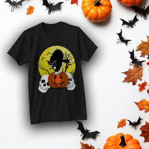 Angry Halloween Cat Standing On A Pumpkin T-Shirt