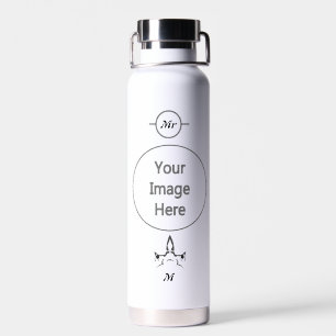 Angry Hammerhead Shark Line Art Water Bottle