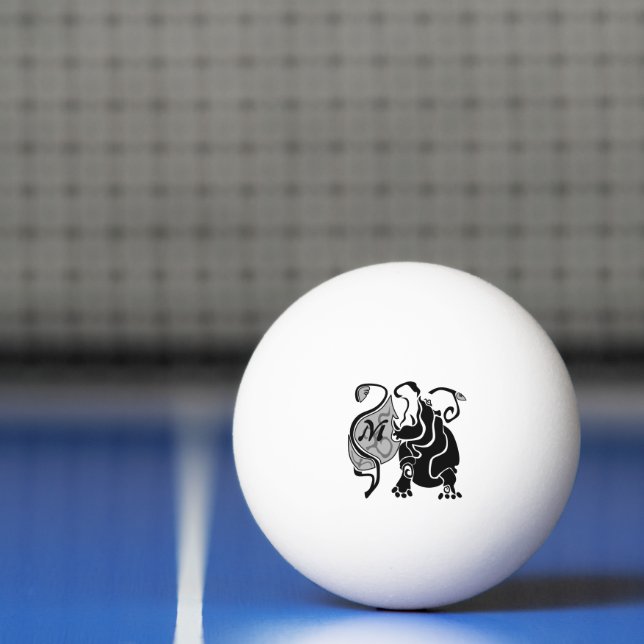 Angry Hippo Monogram Ping Pong Ball (Net)