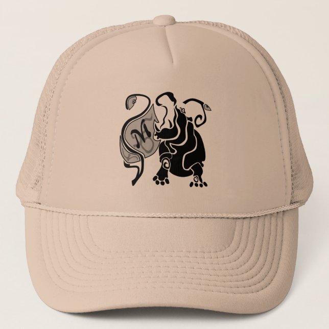 Angry Hippo Monogram Trucker Hat (Front)
