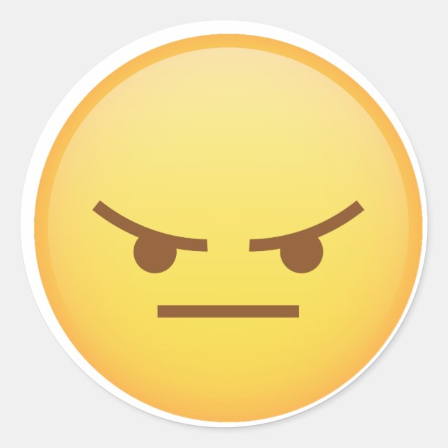 angry imoji yellow face image classic round sticker (Front)