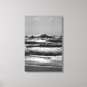 Angry Lake Michigan Grayscale Canvas Print