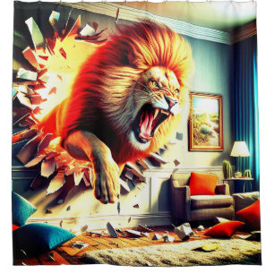 Angry Lion Shower Curtain