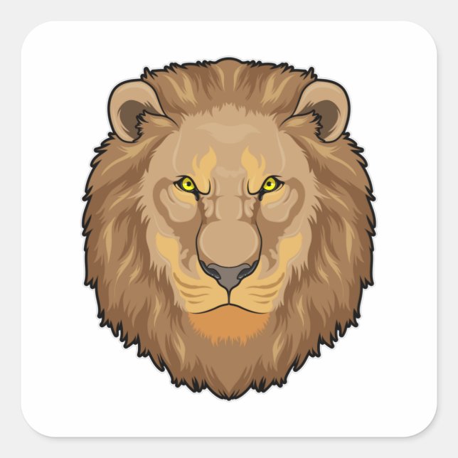 Angry Lion Square Sticker (Front)