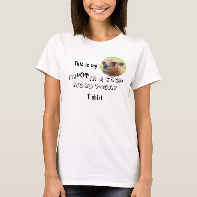 Angry Llama Bad Mood Funny T Shirt (Front)