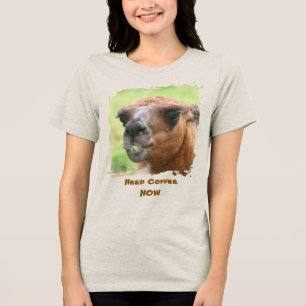 Angry Llama Need Coffee Humor Funny  Tri-Blend Shirt