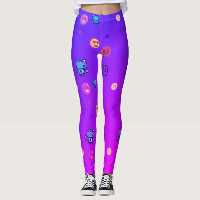 angry love dinosaur emoji leggings (Front)