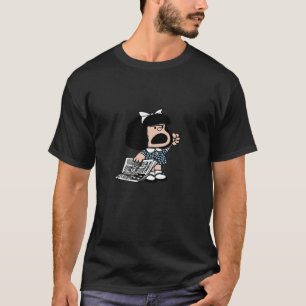 Angry Mafalda with newspaper and fist raised carto T-Shirt