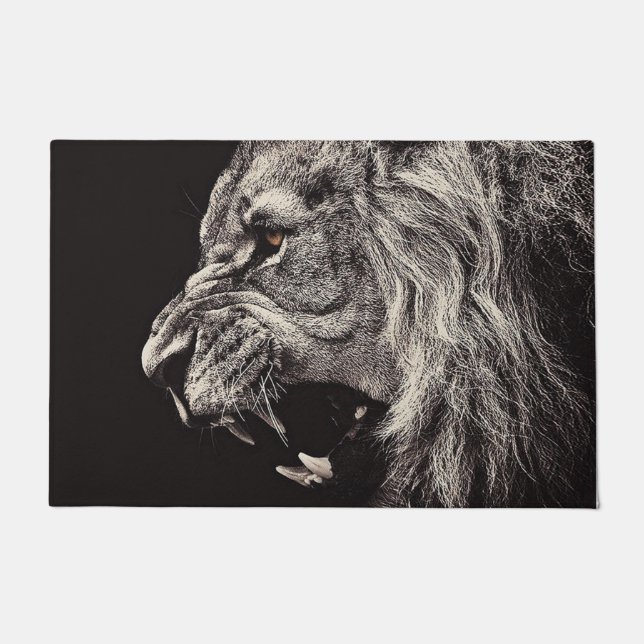 Angry Male Lion Doormat (Front)