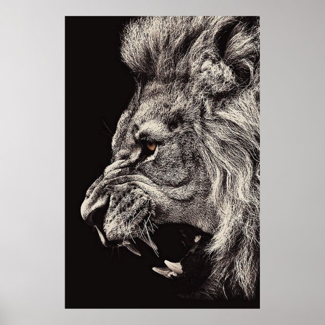 Angry Male Lion Poster (Front)