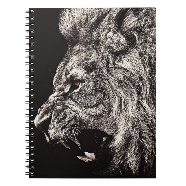 Angry Male Lion Spiral Notebook (Front)