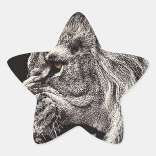 Angry Male Lion Star Sticker