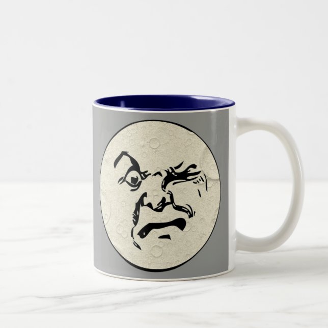 Angry Man in the Moon Face Two-Tone Coffee Mug (Right)