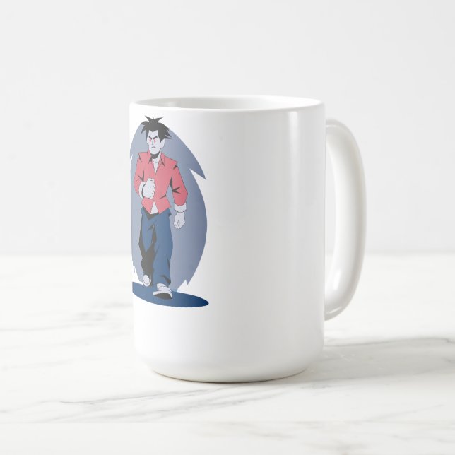 Angry man walking coffee mug (Front Right)
