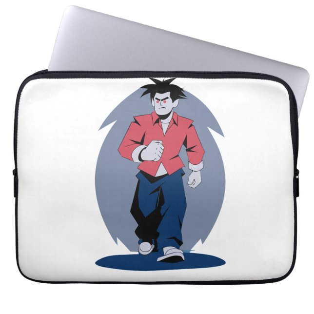 Angry man walking laptop sleeve (Front)