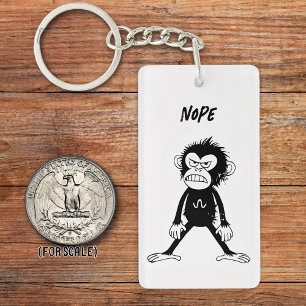 Angry Monkey Drawing Sarcastic Phrase Bag Charm Key Ring