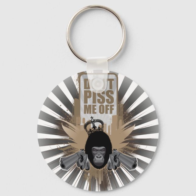 Angry Monkey with Gun Key Ring (Front)