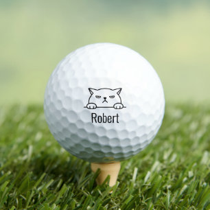 Angry Moody Cat Pet Custom Name Golf Balls