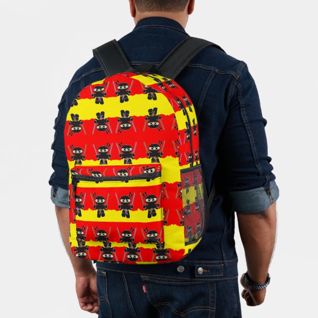Angry ninjas printed backpack (Insitu (Model))