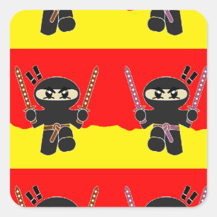 Angry ninjas square sticker