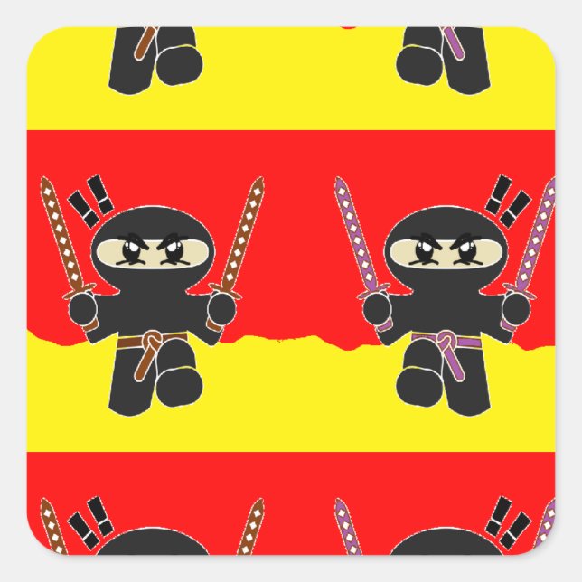 Angry ninjas square sticker (Front)
