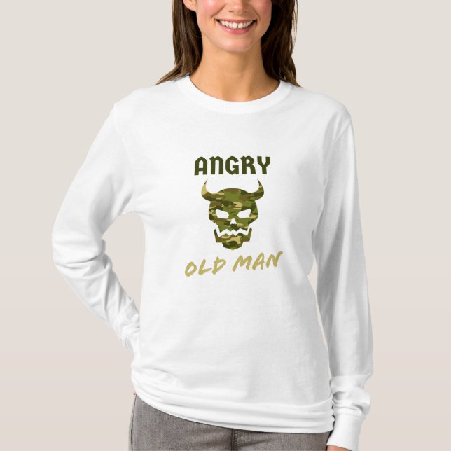 Angry Old Man Camouflage Skull Mens T-Shirt (Front)