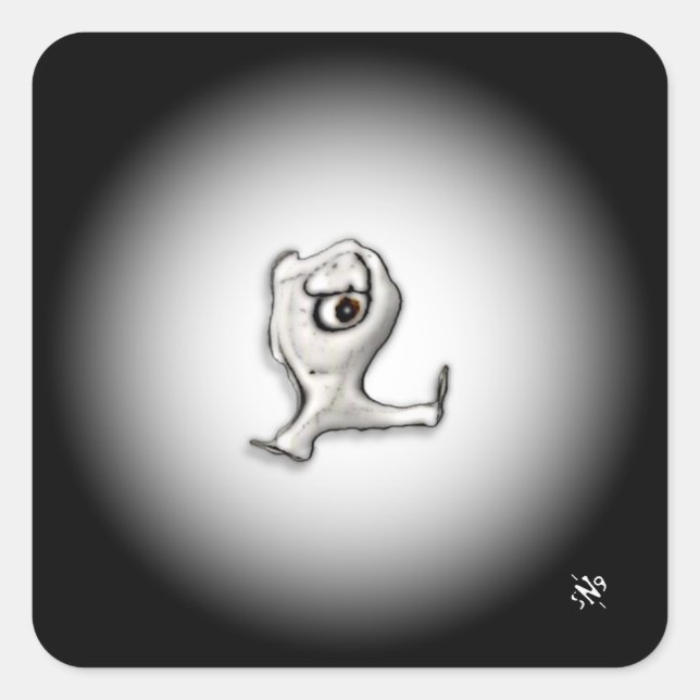 Angry one-eyed little thing v2 square sticker (Front)