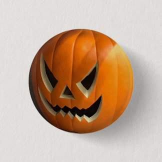 Angry orange and creepy pumpkin face Halloween 3 Cm Round Badge