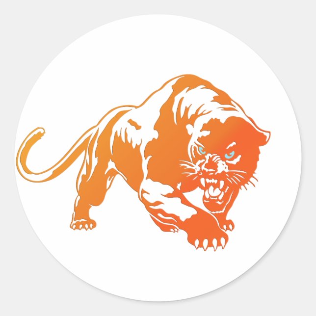 Angry Orange Transparent Tiger Sticker (Front)