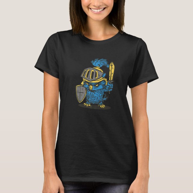 Angry Owl Knight - Medieval Renaissance Fair Festi T-Shirt (Front)