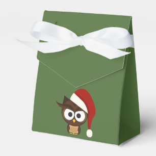 Angry Owl wearing Santa Hat Favour Box