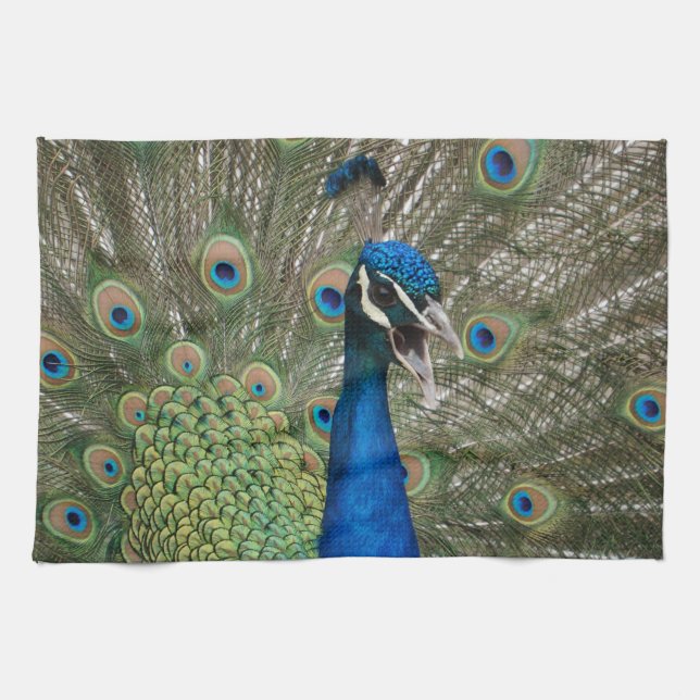 Angry Peacock! Tea Towel (Horizontal)
