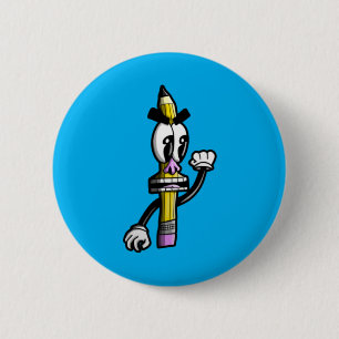 Angry Pencil Full Body 6 Cm Round Badge