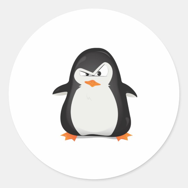 Angry Penguin Classic Round Sticker (Front)