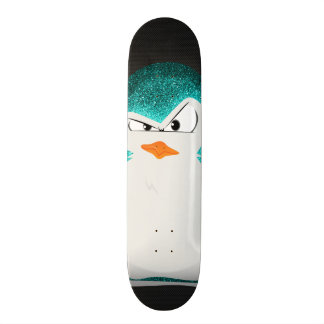 Angry Penguin Teal Glitter Photo Print Skateboard