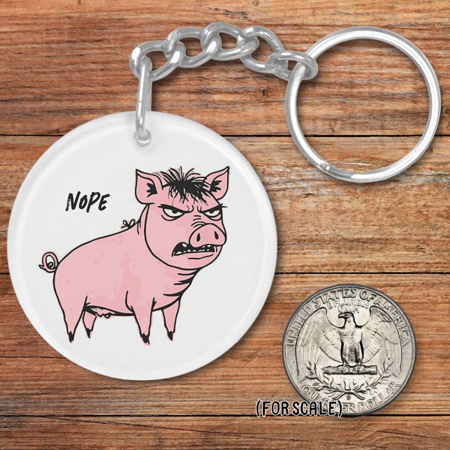 Angry Pig Drawing Sarcastic Phrase Bag Charm Key Ring (Creator Uploaded)
