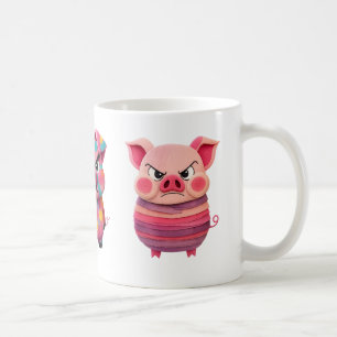 Angry Piggy Mood Mug   Funny Animal Coffee Cup
