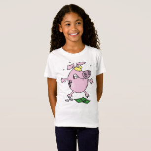 Angry Pink Piggy Bank Funny Stressed Pig T-Shirt