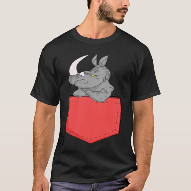 Angry Pocket Rhino   Rhino In Pocket For Kids T-Shirt (Front)