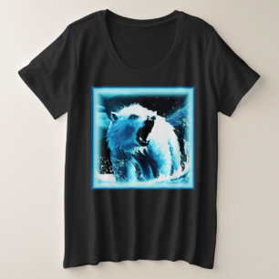 "Angry Polar Bear" Cute Painting. Buy Now Plus Size T-Shirt