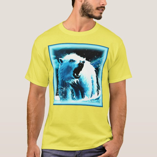 "Angry Polar Bear" Cute Painting. Buy Now T-Shirt (Front)