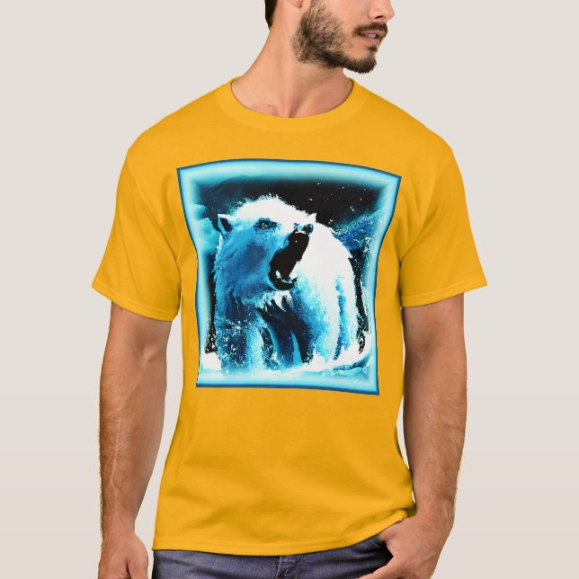 "Angry Polar Bear" Cute Painting. Buy Now T-Shirt (Front)
