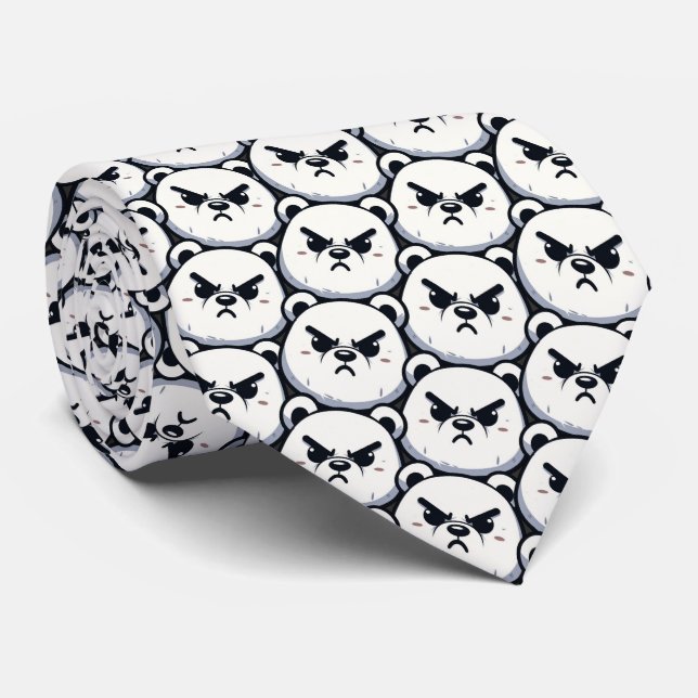 Angry Polar Bear Design Tie (Rolled)